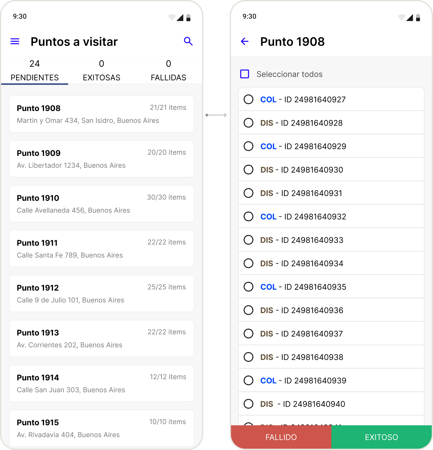 Solución final: etiquetas COL y DIS para diferenciar colectas y distribuciones