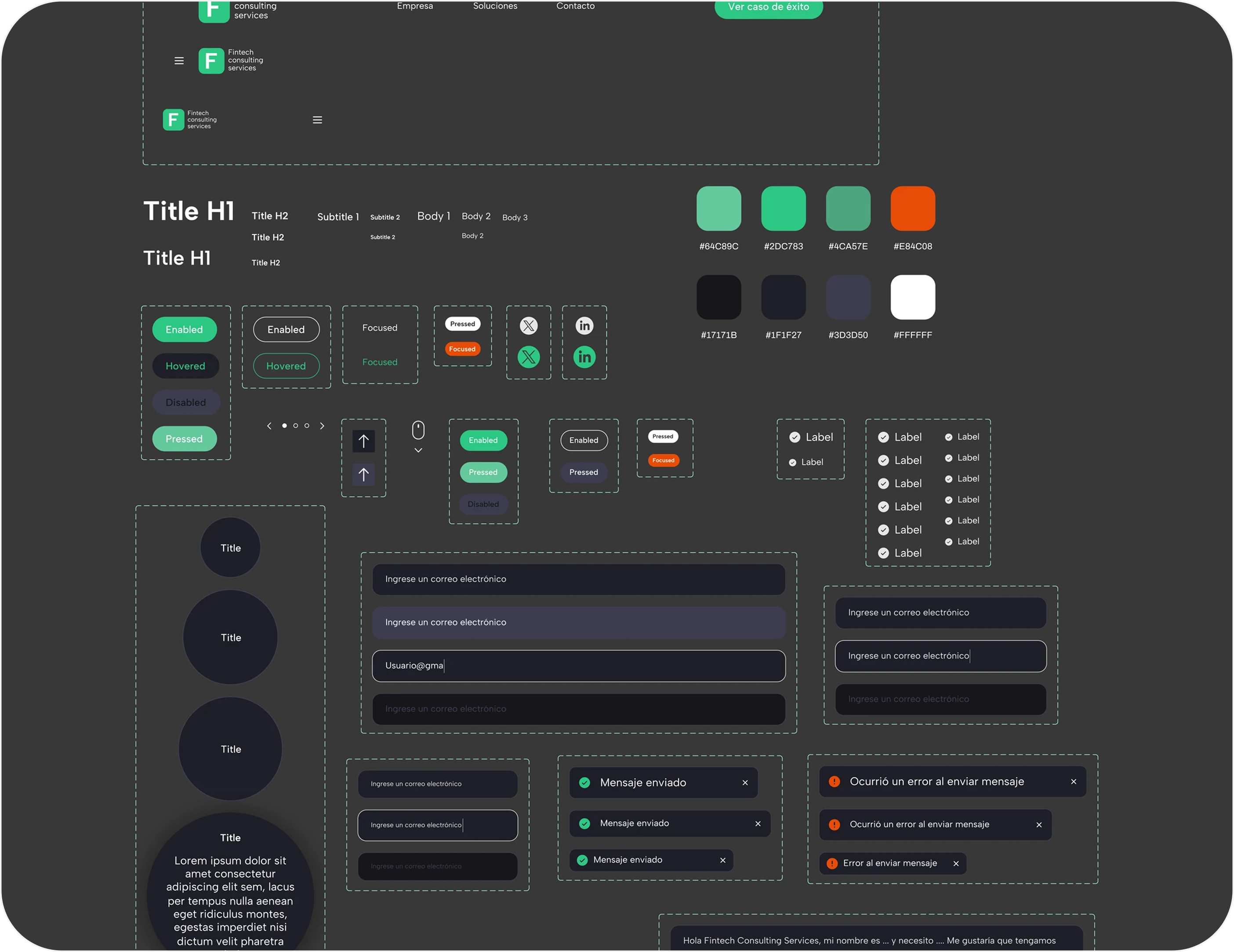UI Kit con componentes y variables de diseño